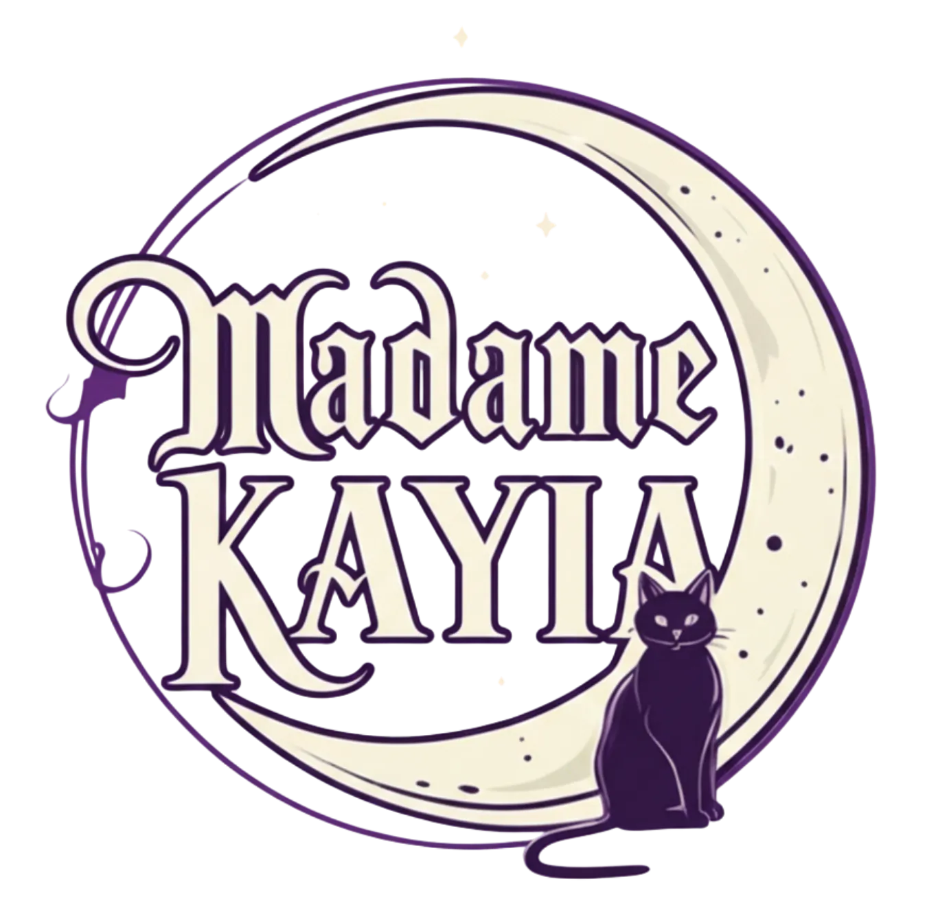 Madame Kaiya logo - Gothic cat and moon